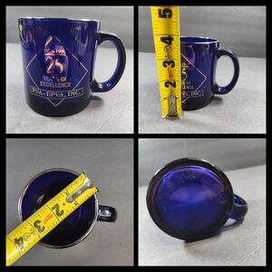Vintage Cobalt Blue Glass Coffee Cup Mug 1973-1998 25 Years Of Excellence - USA